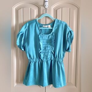 DKNY Teal Satin Top